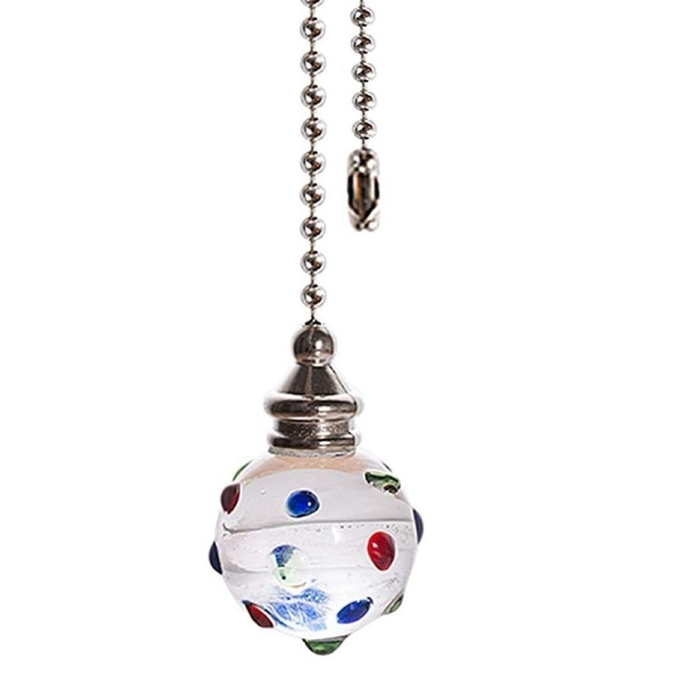 Multicolor Dotted Decorative Glass Orb Pull Chain for Ceiling Fans and Lights
